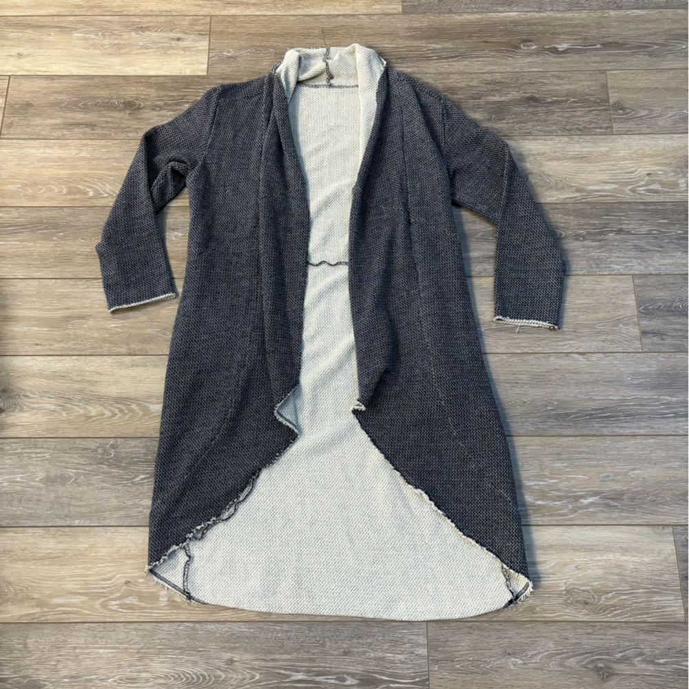 Simply Noelle Cardigan Open Front 100% Cotton Sz L Lagenlook Cozy Cabincore